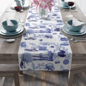 Blue Harlem Toile Table Runner