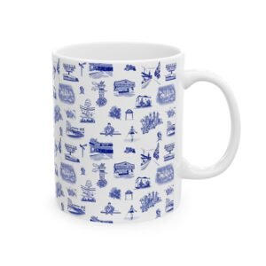 Blue Atlanta Toile Ceramic Mug — Scenic Toile Pattern, 11oz & 15oz