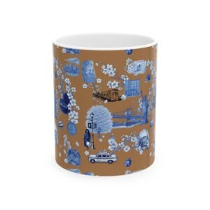 Blue Toile Cityscape Mug